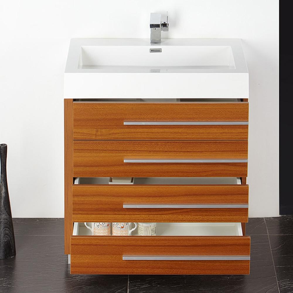 Fresca Livello 30" Teak Modern Bathroom Vanity w/ Medicine Cabinet Vanity Fresca 