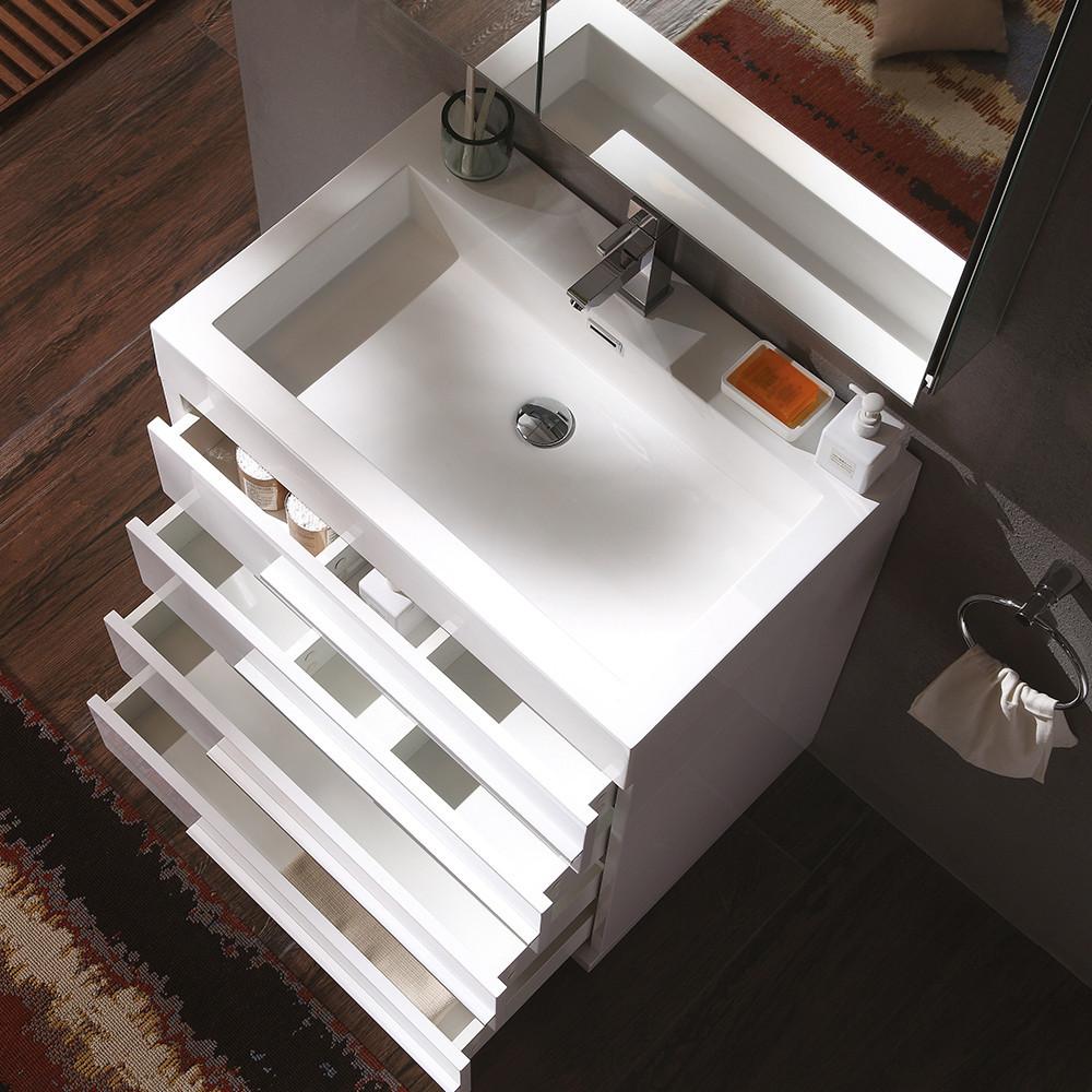 Fresca Livello 30" White Modern Bathroom Vanity w/ Medicine Cabinet Vanity Fresca 