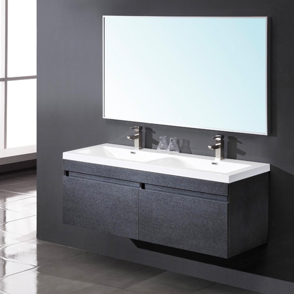 Fresca Largo Black Modern Bathroom Vanity w/ Wavy Double Sinks Vanity Fresca 