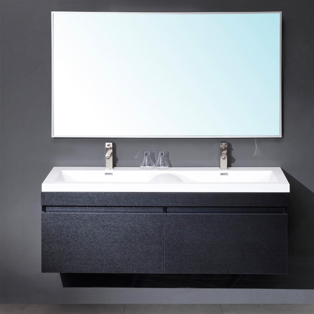 Fresca Largo Black Modern Bathroom Vanity w/ Wavy Double Sinks Vanity Fresca 