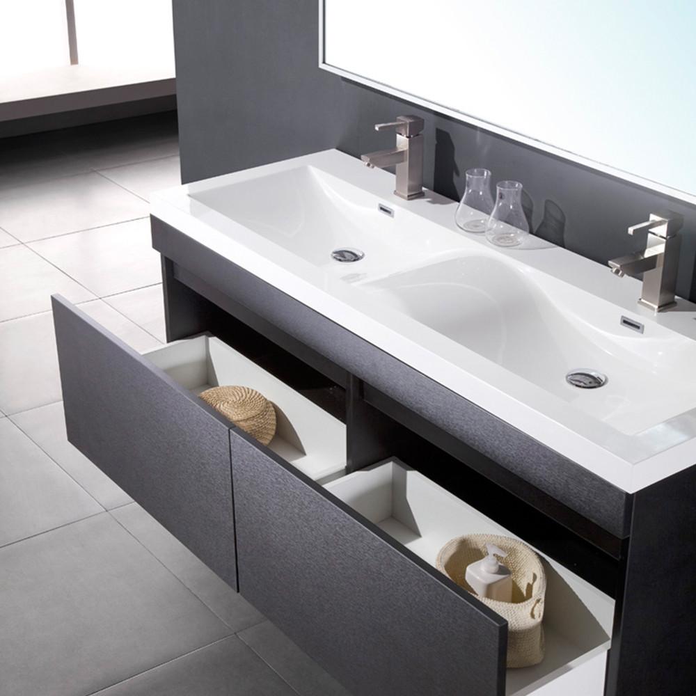 Fresca Largo Black Modern Bathroom Vanity w/ Wavy Double Sinks Vanity Fresca 