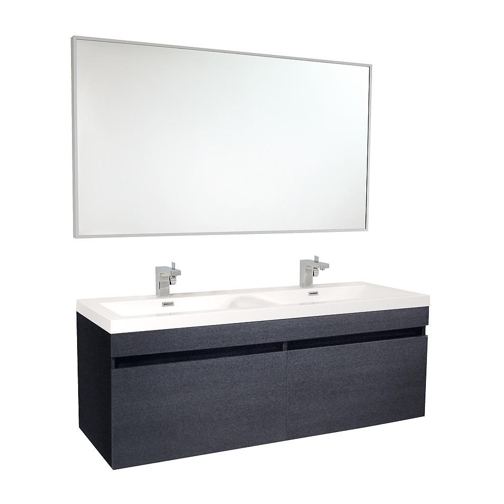 Fresca Largo Black Modern Bathroom Vanity w/ Wavy Double Sinks Vanity Fresca 