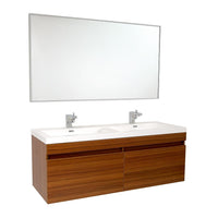 Thumbnail for Fresca Largo Teak Modern Bathroom Vanity w/ Wavy Double Sinks& Free Faucet Vanity Fresca 