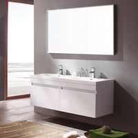 Thumbnail for Fresca Largo White Modern Bathroom Vanity w/ Wavy Double Sinks Vanity Fresca 