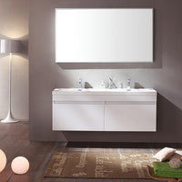 Thumbnail for Fresca Largo White Modern Bathroom Vanity w/ Wavy Double Sinks Vanity Fresca 