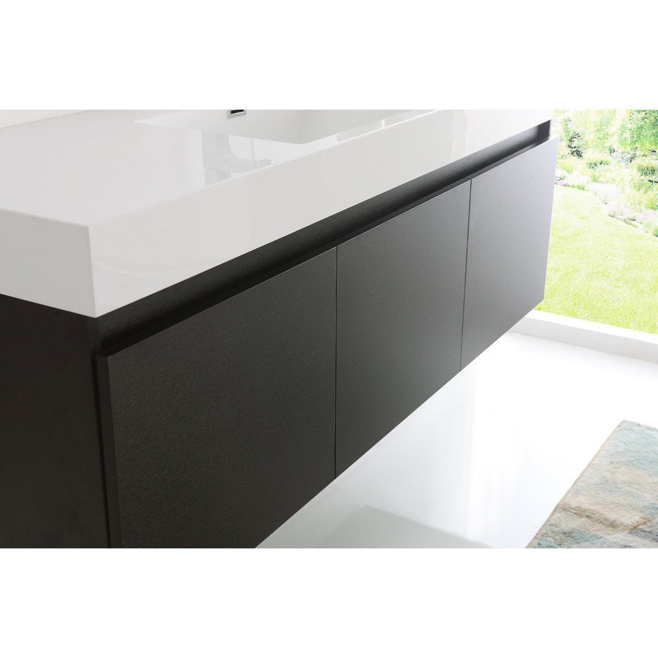 Fresca Mezzo 60" Black Wall Hung Single Sink Modern Bathroom Vanity w/ Medicine Cabinet & Free Faucet Vanity Fresca 