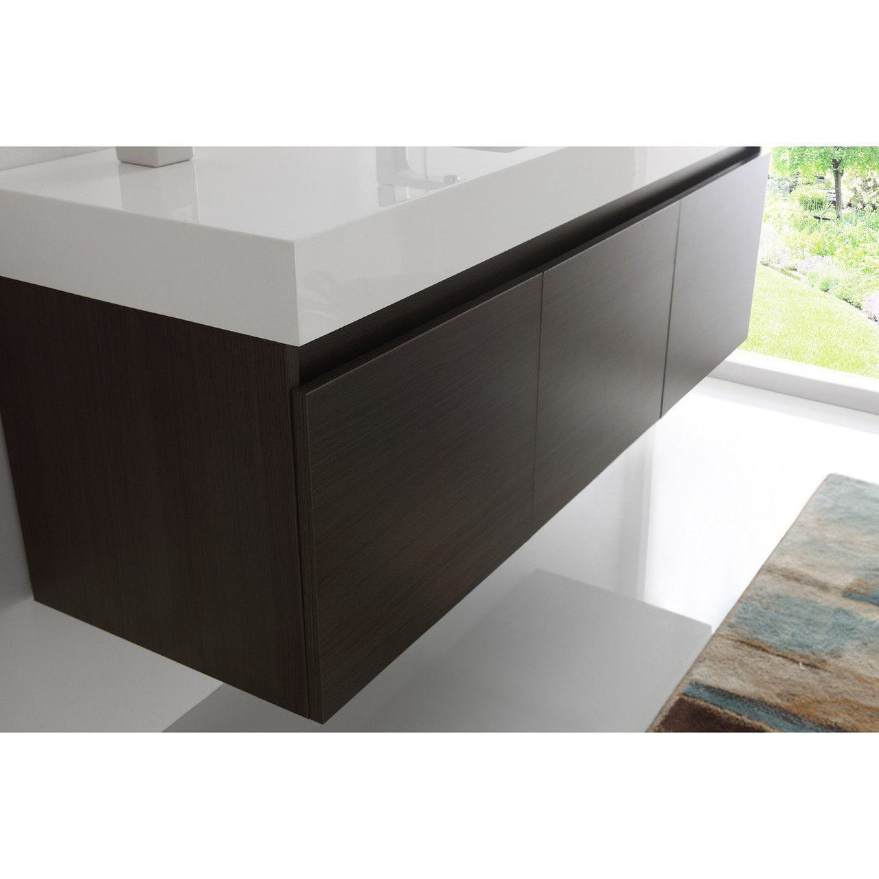 Fresca Mezzo 60" Gray Oak Wall Hung Single Sink Modern Vanity w/ Medicine Cabinet & Free Faucet Vanity Fresca 