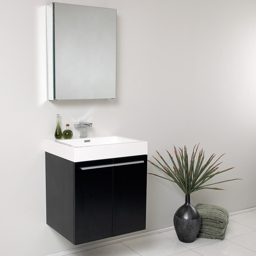 Fresca Alto Black Modern Bathroom Vanity w/ Medicine Cabinet Vanity Fresca 