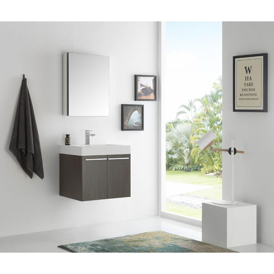 Fresca Alto 23" Gray Oak Wall Hung Modern w/ Medicine Cabinet & Free Faucet Vanity Fresca 