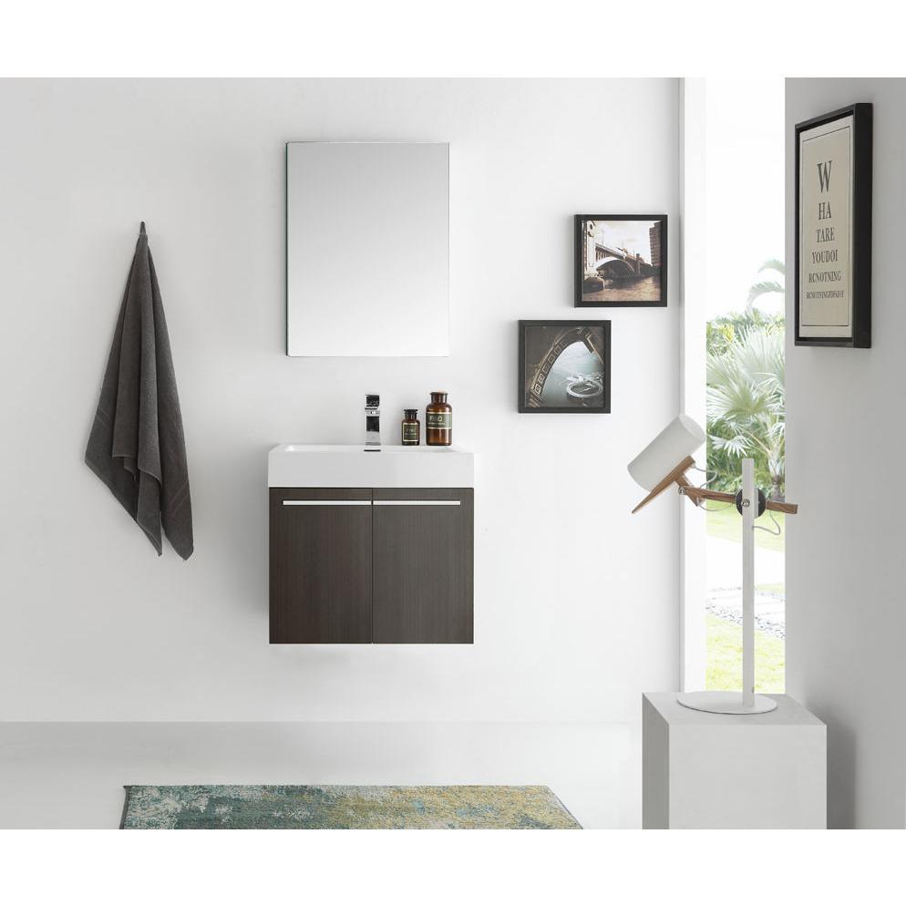 Fresca Alto 23" Gray Oak Wall Hung Modern w/ Medicine Cabinet & Free Faucet Vanity Fresca 