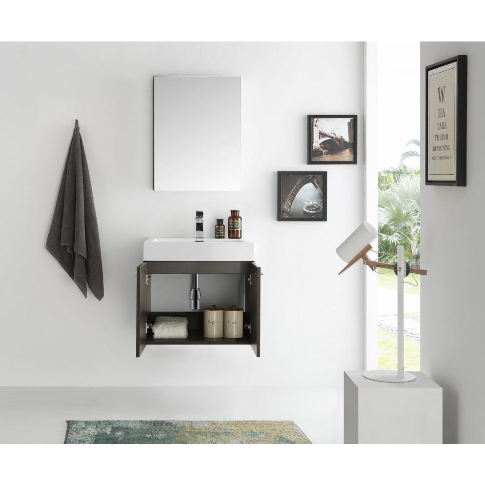 Fresca Alto 23" Gray Oak Wall Hung Modern w/ Medicine Cabinet & Free Faucet Vanity Fresca 