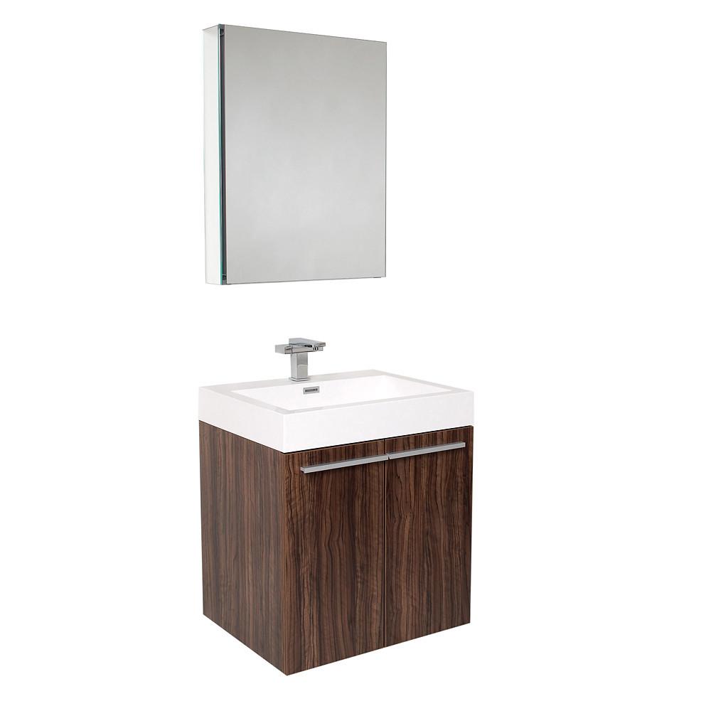 Fresca Alto Walnut Modern Bathroom Vanity w/ Medicine Cabinet Vanity Fresca 