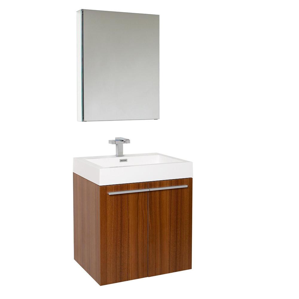 Fresca Alto Teak Modern Bathroom Vanity w/ Medicine Cabinet Vanity Fresca 