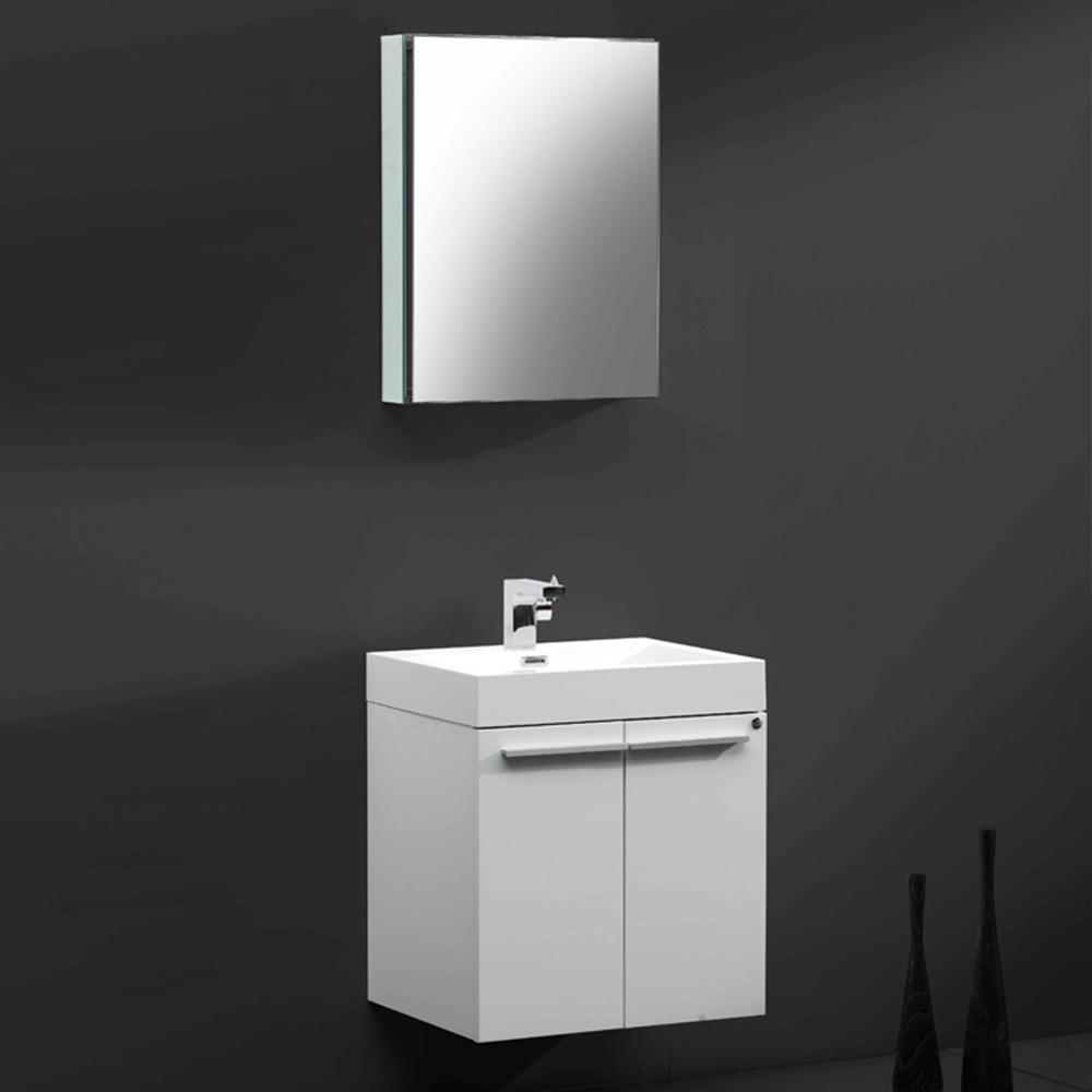 Fresca Alto White Modern Bathroom Vanity w/ Medicine Cabinet Vanity Fresca 
