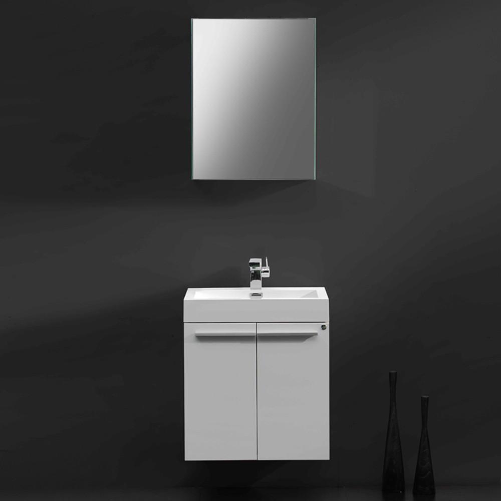 Fresca Alto White Modern Bathroom Vanity w/ Medicine Cabinet Vanity Fresca 