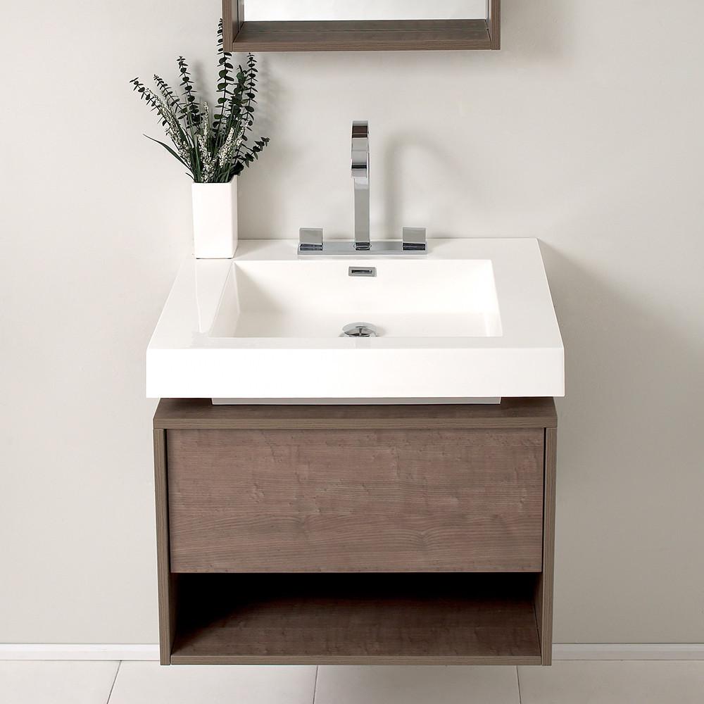 Fresca Potenza Gray Oak Modern Bathroom Vanity w/ Pop Open Drawer Vanity Fresca 