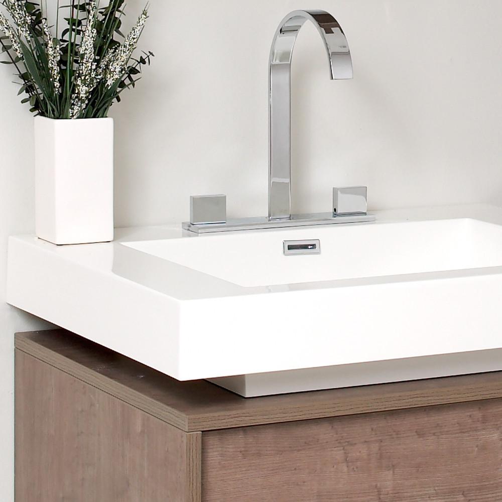 Fresca Potenza Gray Oak Modern Bathroom Vanity w/ Pop Open Drawer Vanity Fresca 