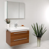 Thumbnail for Medio Teak Modern Bathroom Vanity w/ Medicine Cabinet & Free Faucet Vanity Fresca 