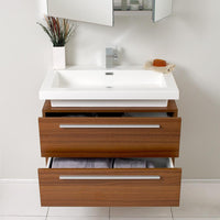 Thumbnail for Medio Teak Modern Bathroom Vanity w/ Medicine Cabinet & Free Faucet Vanity Fresca 