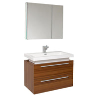 Thumbnail for Medio Teak Modern Bathroom Vanity w/ Medicine Cabinet & Free Faucet Vanity Fresca 