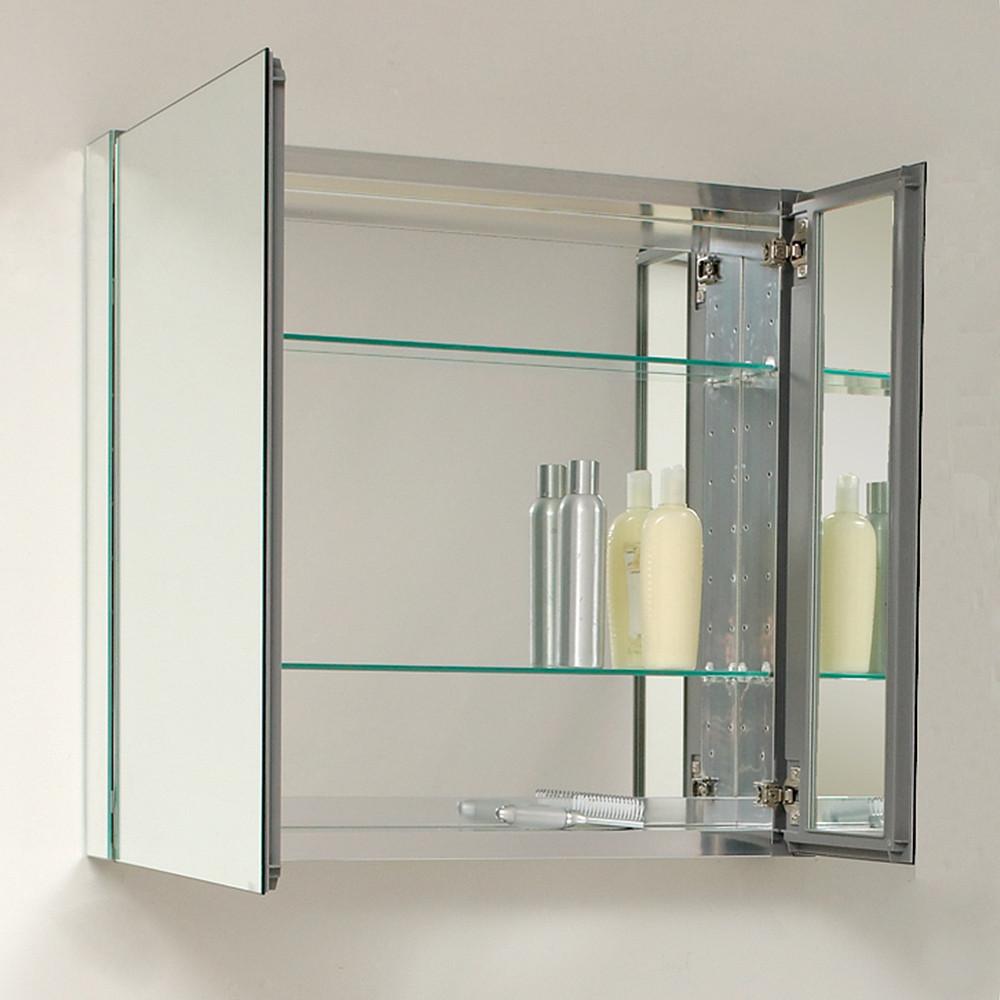 Medio White Modern Bathroom Vanity w/ Medicine Cabinet & Free Faucet Vanity Fresca 