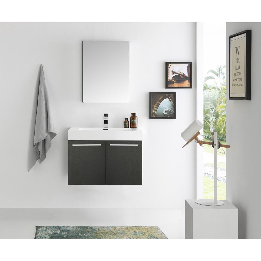 Fresca Vista 30" Black Wall Hung Modern Bathroom Vanity w/ Medicine Cabinet & Free Faucet Vanity Fresca 