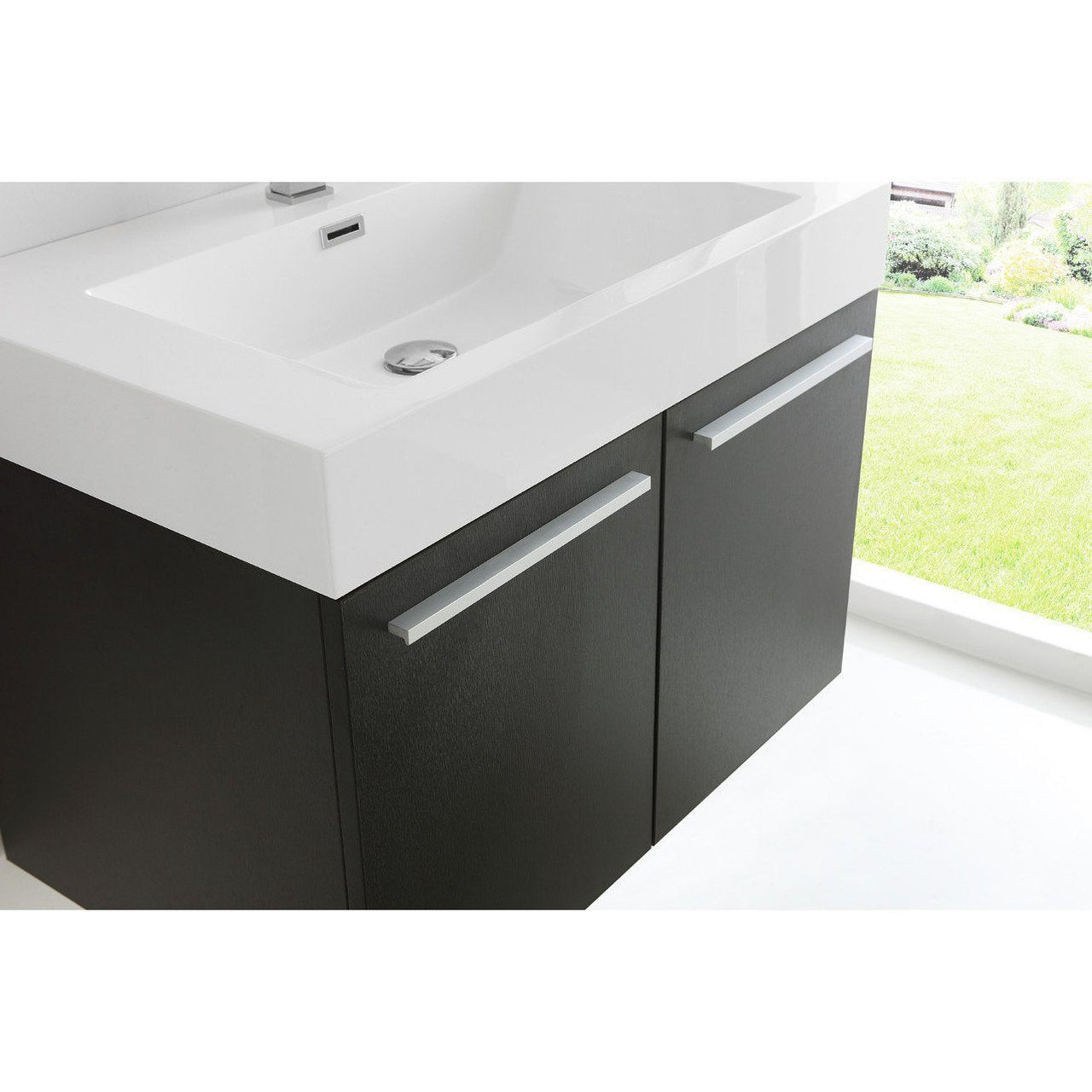 Fresca Vista 30" Black Wall Hung Modern Bathroom Vanity w/ Medicine Cabinet & Free Faucet Vanity Fresca 