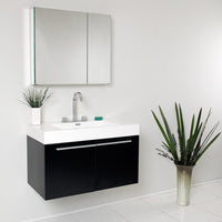 Thumbnail for Fresca Vista Black Modern Bathroom Vanity w/ Medicine Cabinet Vanity Fresca 