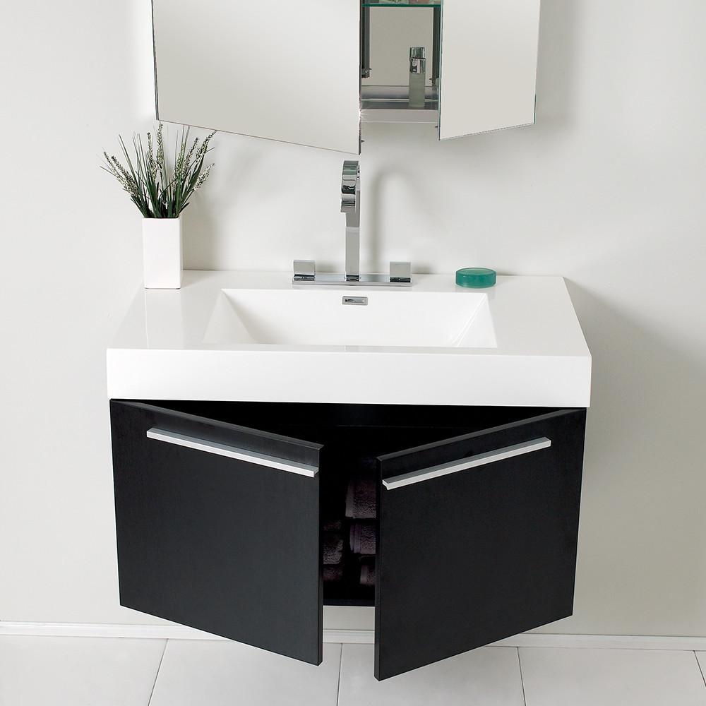 Fresca Vista Black Modern Bathroom Vanity w/ Medicine Cabinet Vanity Fresca 