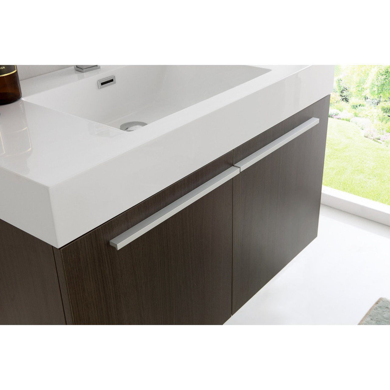 Fresca Vista 36" Gray Oak Modern Bathroom Vanity w/ Medicine Cabinet & Free Faucet Vanity Fresca 