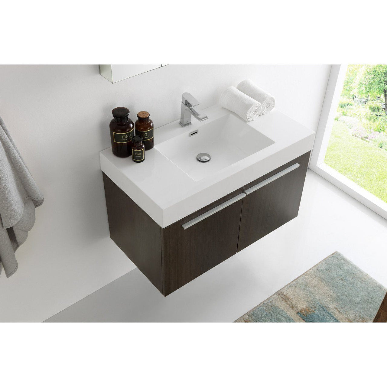 Fresca Vista 36" Gray Oak Modern Bathroom Vanity w/ Medicine Cabinet & Free Faucet Vanity Fresca 