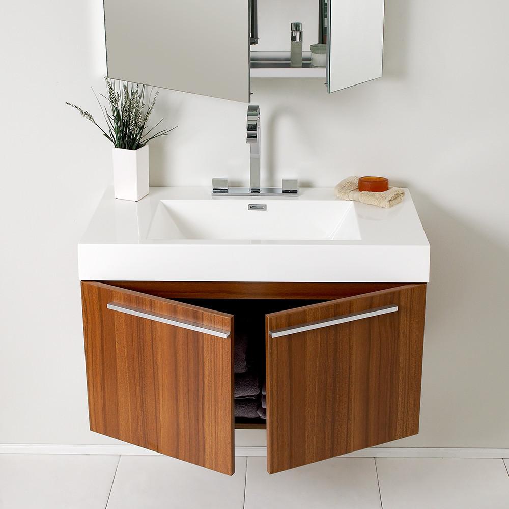 Fresca Vista Teak Modern Bathroom Vanity w/ Medicine Cabinet Vanity Fresca 