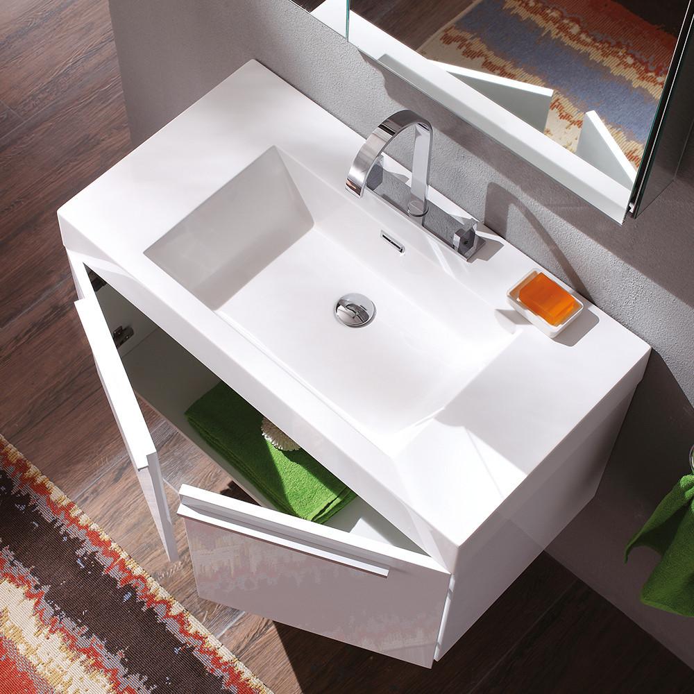 Fresca Vista White Modern Bathroom Vanity w/ Medicine Cabinet Vanity Fresca 