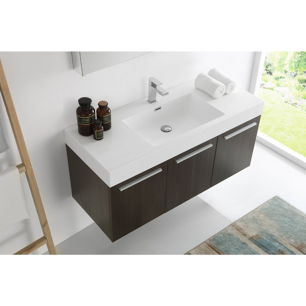 Fresca Vista 48" Gray Oak Wall Hung Modern Bathroom Vanity w/ Medicine Cabinet & Free Faucet Vanity Fresca 