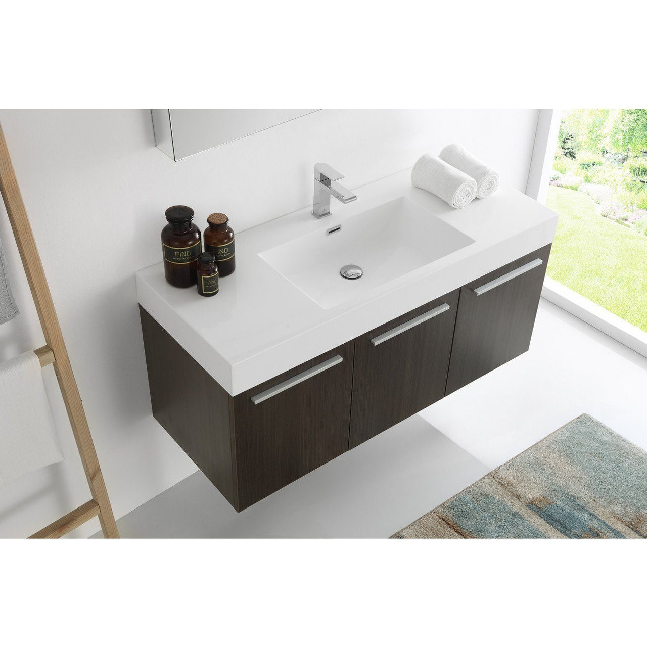 Fresca Vista 48" Gray Oak Wall Hung Modern Bathroom Vanity w/ Medicine Cabinet & Free Faucet Vanity Fresca 