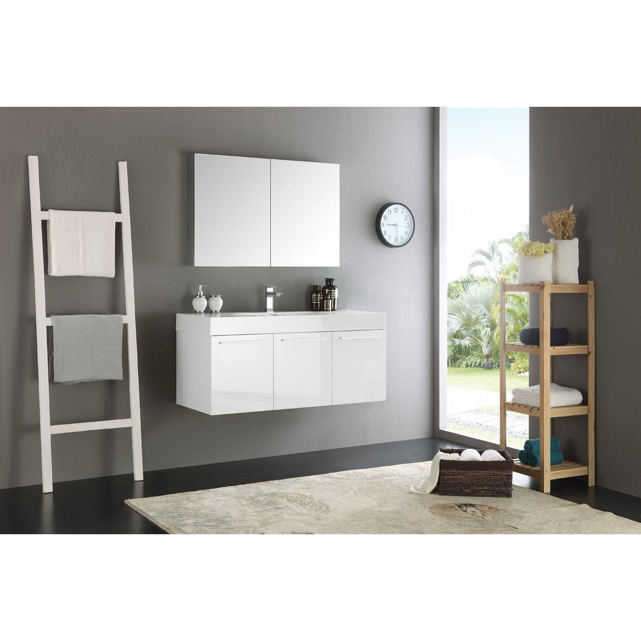 Fresca Vista 48" White Wall Hung Modern Bathroom Vanity w/ Medicine Cabinet & Free Faucet Vanity Fresca 