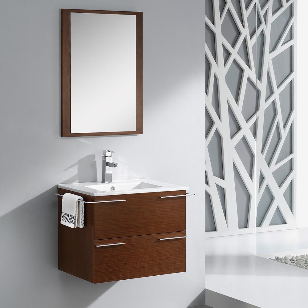 Fresca Cielo 24" Wenge Brown Modern Bathroom Vanity w/ Mirror Vanity Fresca 