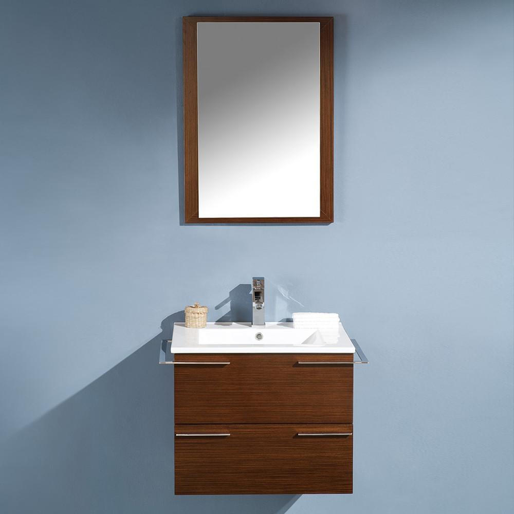 Fresca Cielo 24" Wenge Brown Modern Bathroom Vanity w/ Mirror Vanity Fresca 