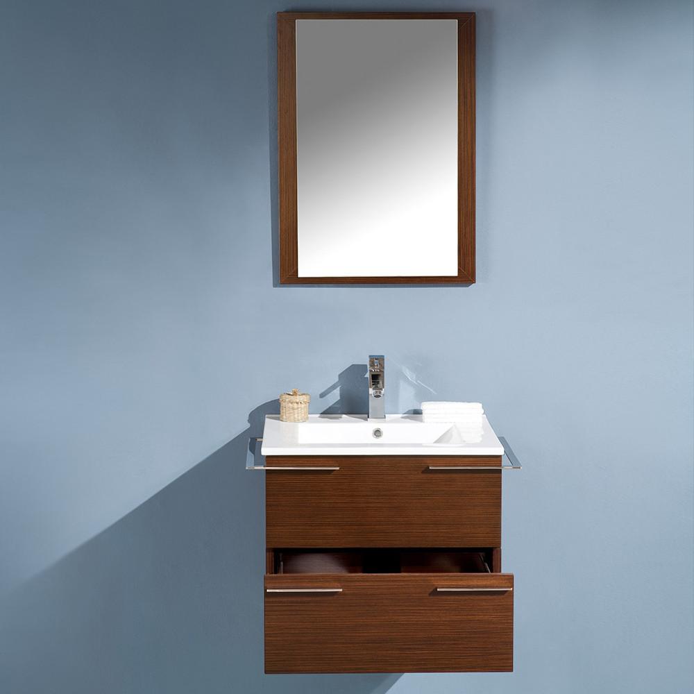 Fresca Cielo 24" Wenge Brown Modern Bathroom Vanity w/ Mirror Vanity Fresca 