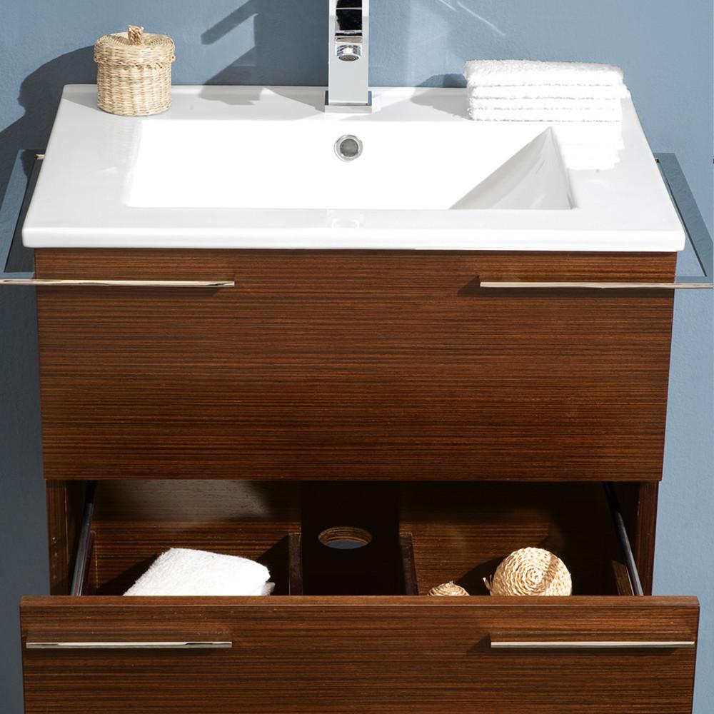 Fresca Cielo 24" Wenge Brown Modern Bathroom Vanity w/ Mirror Vanity Fresca 