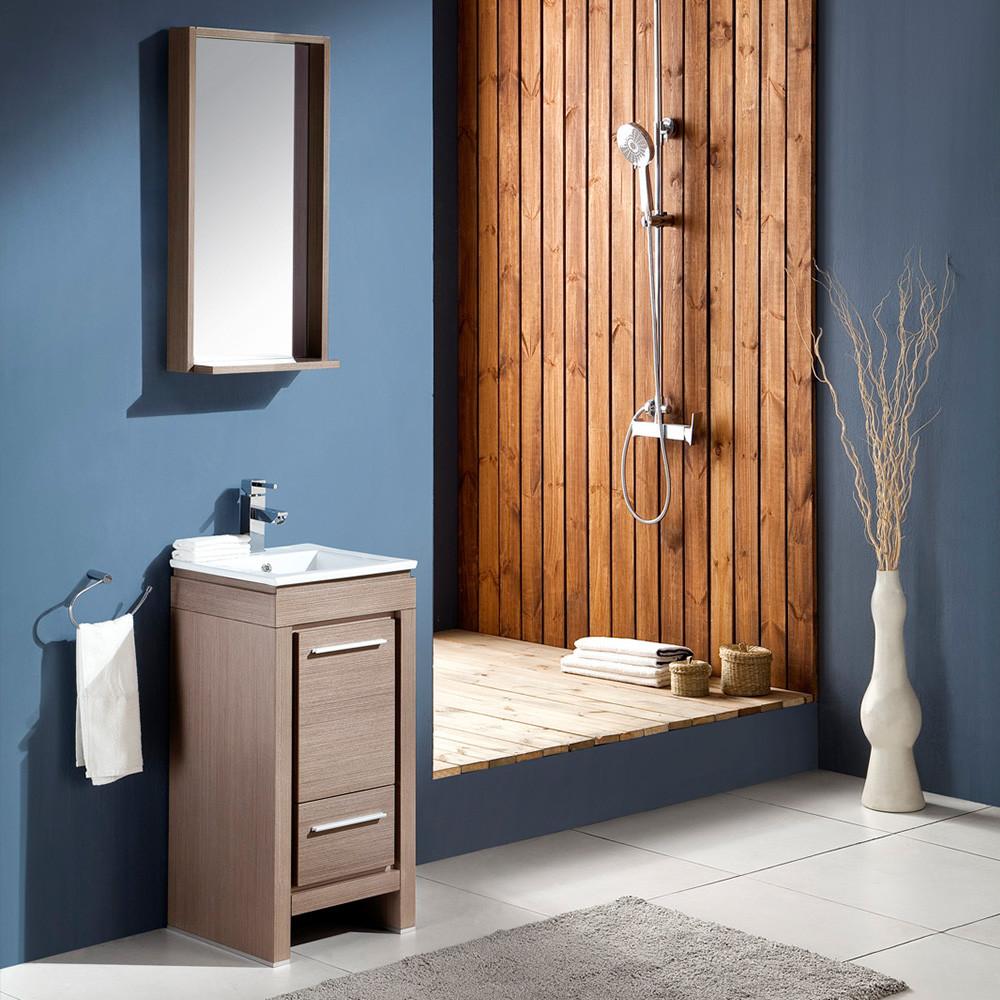 Fresca Allier 16" Gray Oak Modern Bathroom Vanity w/ Mirror Vanity Fresca 