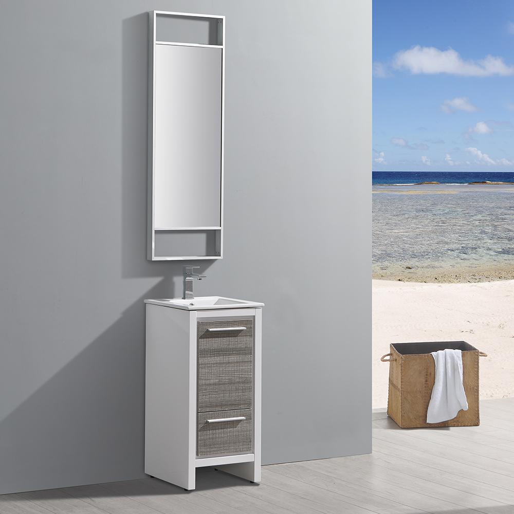 Fresca Allier Rio 16" Ash Gray Modern Bathroom Vanity w/ Mirror Vanity Fresca 