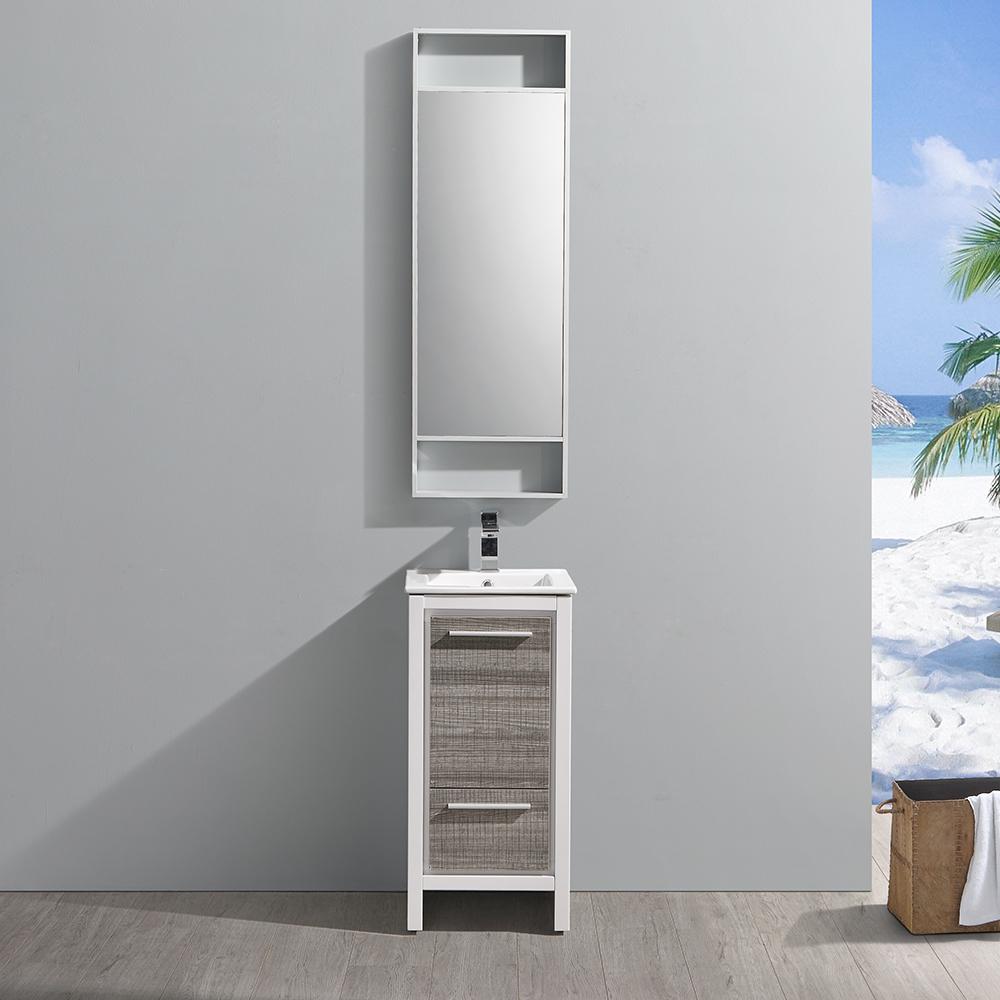 Fresca Allier Rio 16" Ash Gray Modern Bathroom Vanity w/ Mirror Vanity Fresca 