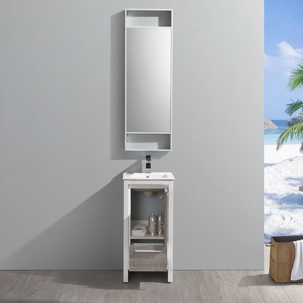 Fresca Allier Rio 16" Ash Gray Modern Bathroom Vanity w/ Mirror Vanity Fresca 