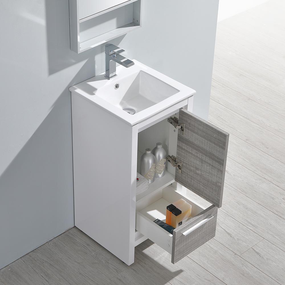 Fresca Allier Rio 16" Ash Gray Modern Bathroom Vanity w/ Mirror Vanity Fresca 