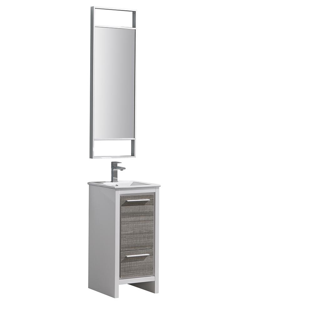 Fresca Allier Rio 16" Ash Gray Modern Bathroom Vanity w/ Mirror Vanity Fresca 