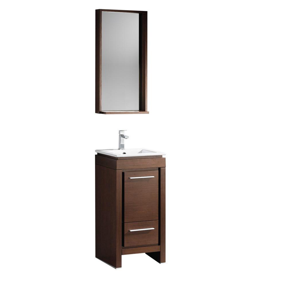 Fresca Allier 16" Wenge Brown Modern Bathroom Vanity w/ Mirror Vanity Fresca 