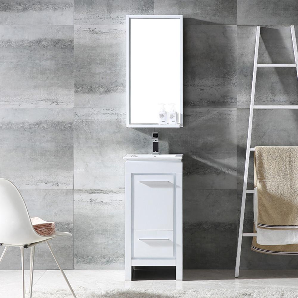 Fresca Allier 16" White Modern Bathroom Vanity w/ Mirror Vanity Fresca 