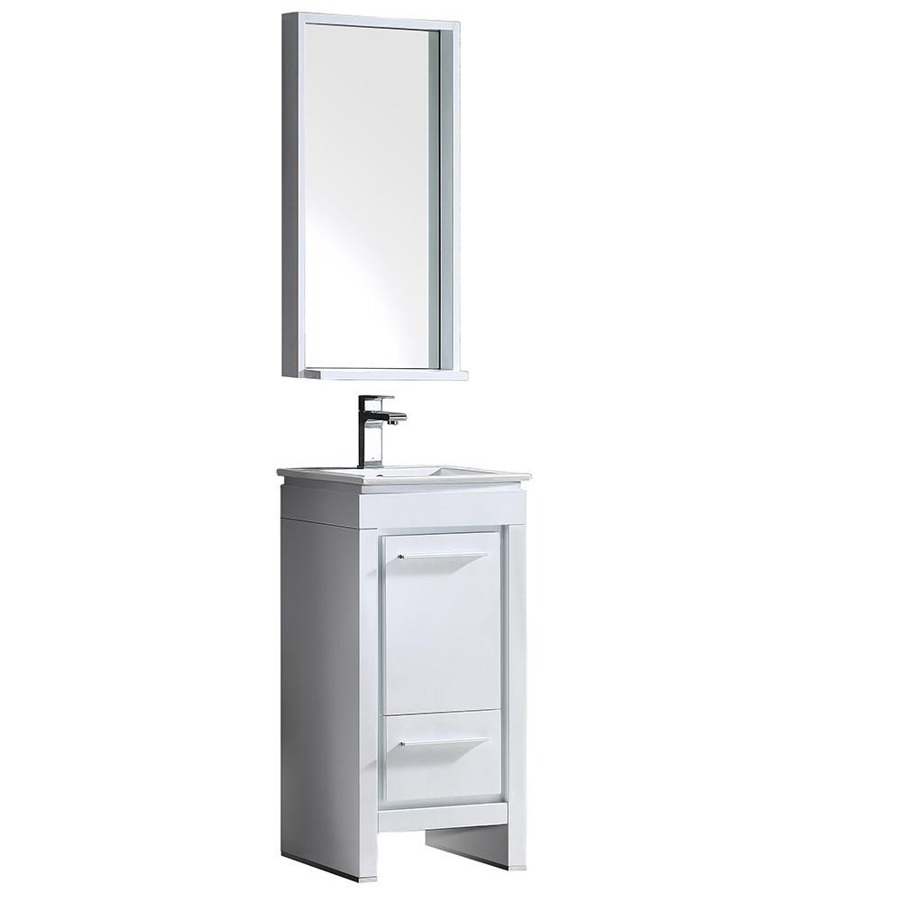 Fresca Allier 16" White Modern Bathroom Vanity w/ Mirror Vanity Fresca 