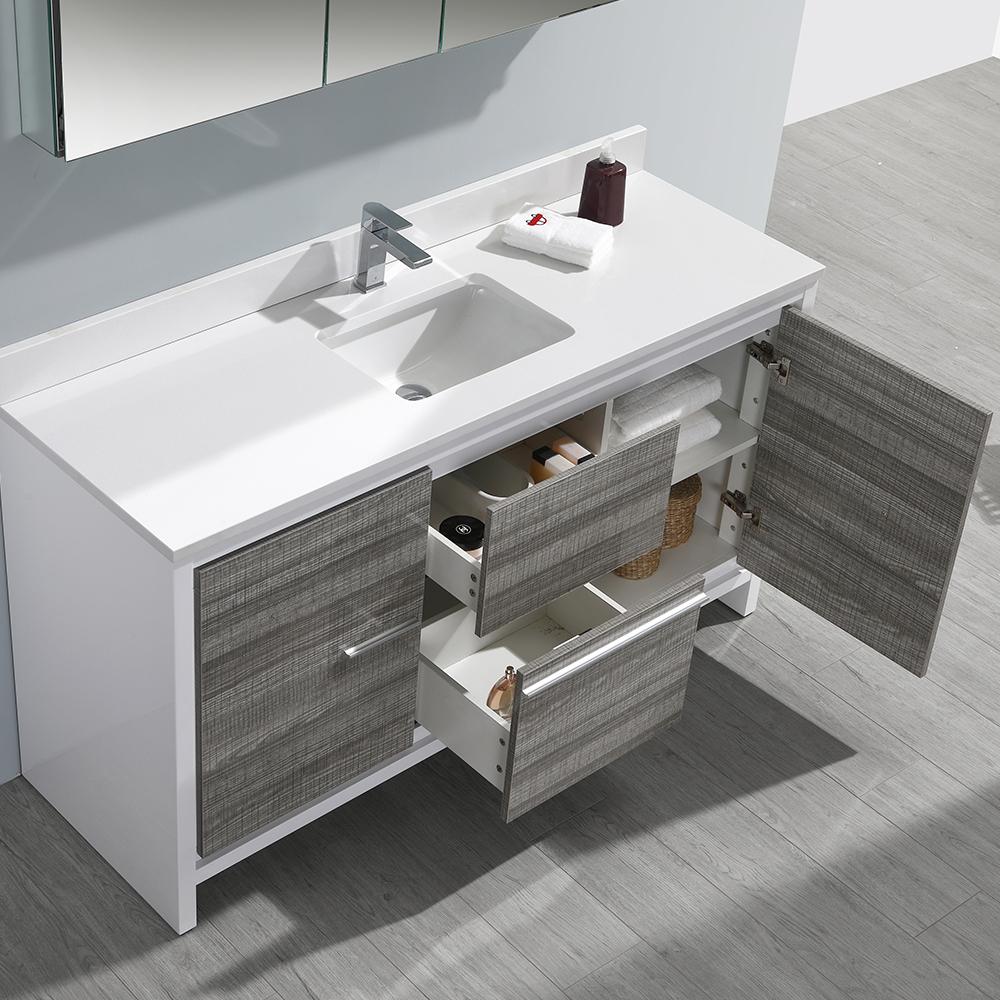 Fresca Allier Rio 60" Ash Gray Single Sink Modern Bathroom Vanity w/ Medicine Cabinet Vanity Fresca 